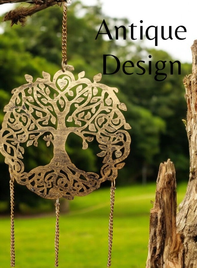 WARMINGO DE جرس رياح معدني من WARMINGO DE للمنزل والحديقة والشرفة وكهدية | جرس رياح على شكل شجرة، قطعة ديكور معلقة على الحائط | جرس معلق وفقًا لمبادئ فنغ شوي وفاستو | تصميم عتيق (شجرة صغيرة عتيقة) - Image 2